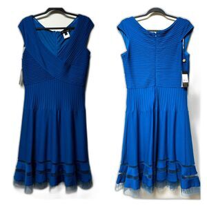 NWT TADASHI SHOJI Amata Pintuck Jersey Dress, Teal, Sz L